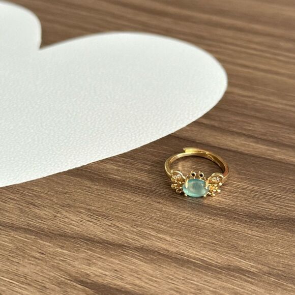 Anthropologie Gold Ring with Blue Gemstone Crab - Picture 2 of 5